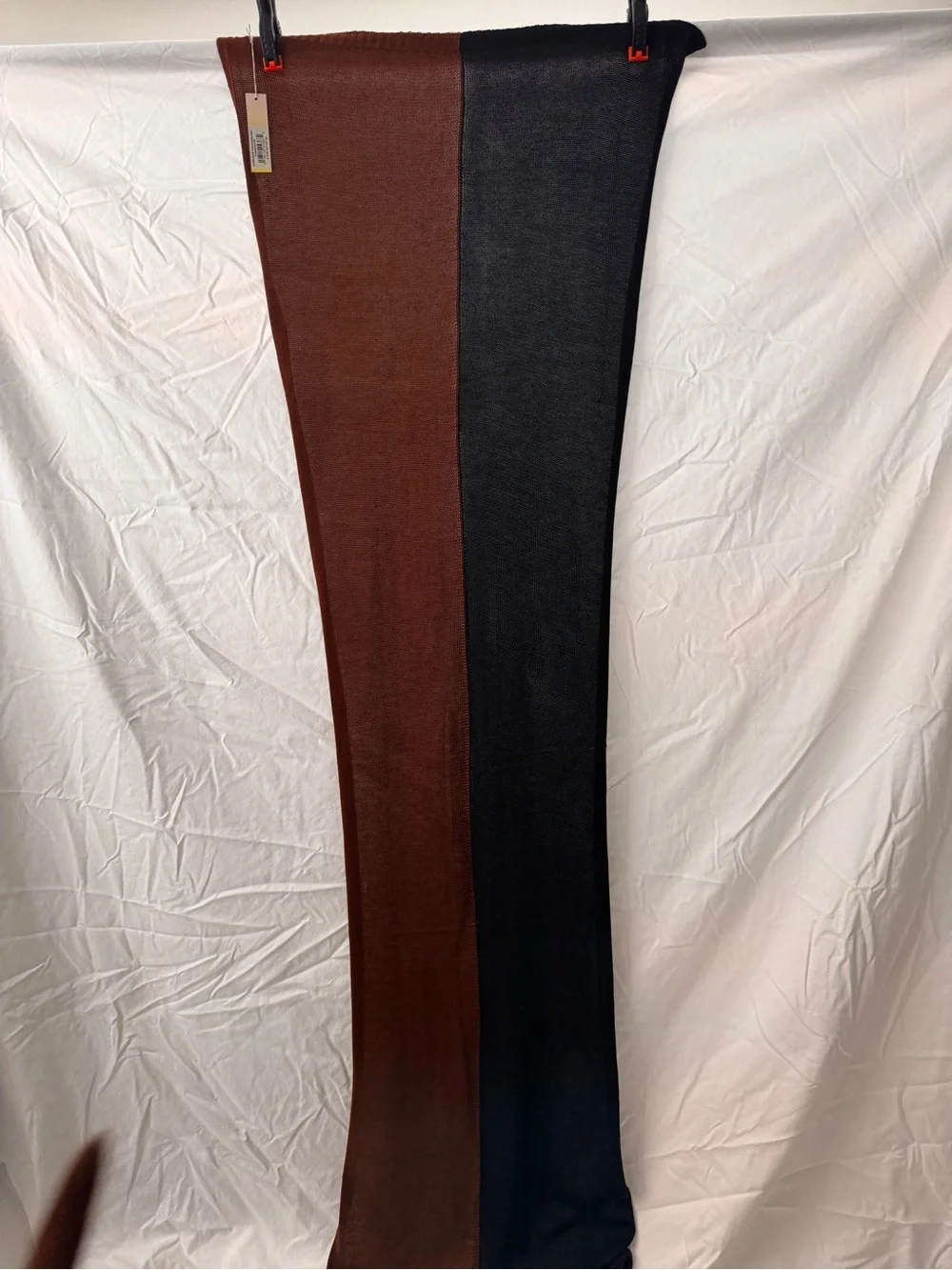 summersalt Rust and Black Ribbed Knit Scarf